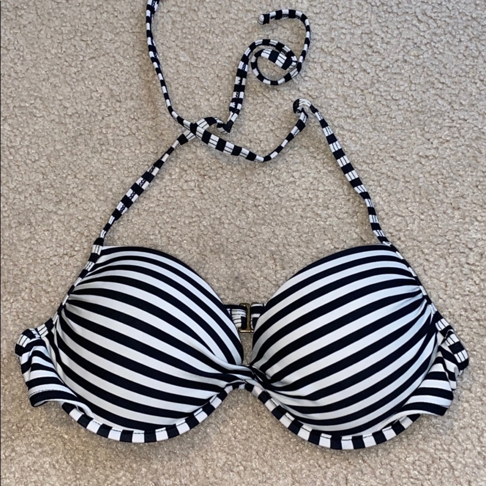 Black and White striped bikini top